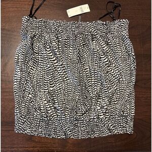 Anthropologie Cotton Linen Blend Strapless Tube Top Smocked Retro Resortwear New